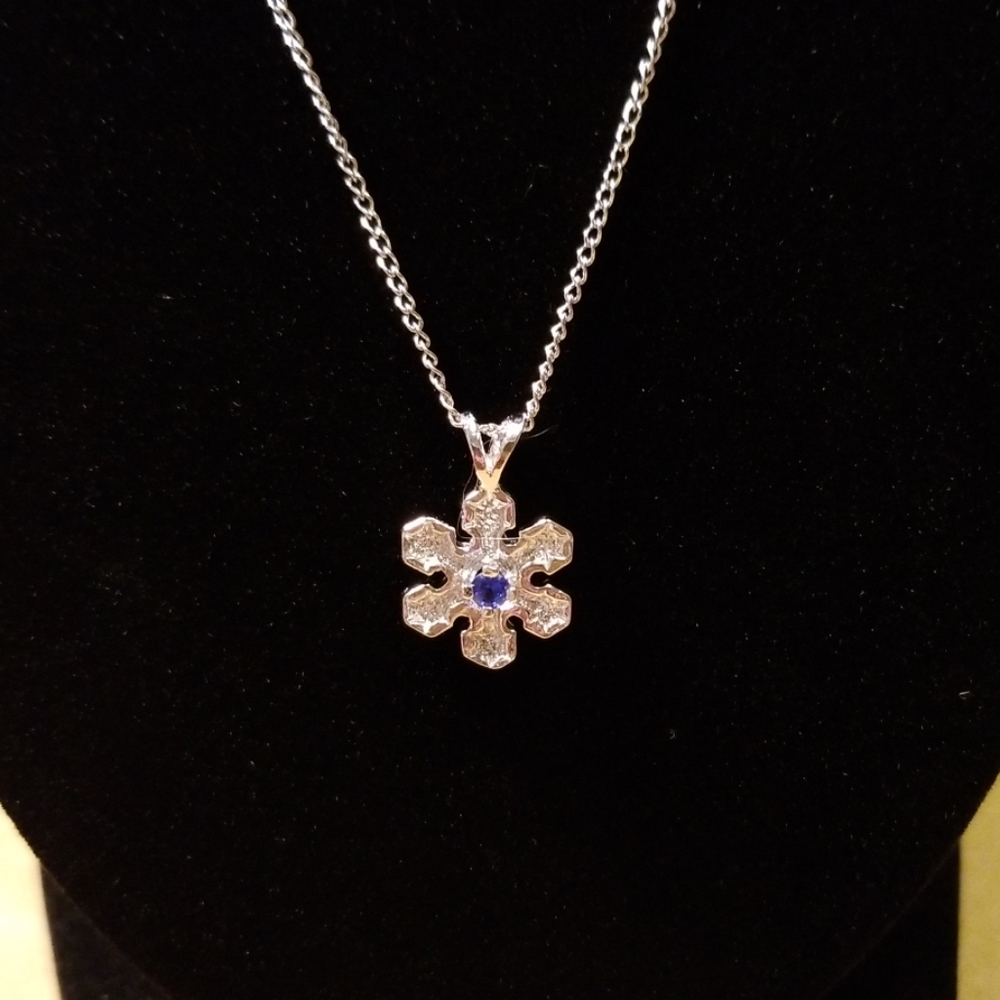 Sapphire sterling snowflake necklace